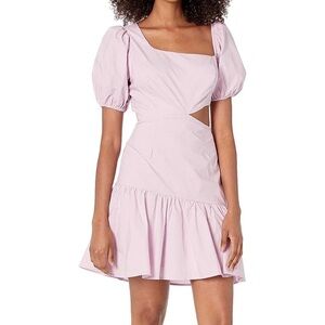 ASTR the Label light pink mini puff sleeve dress cut out cotton